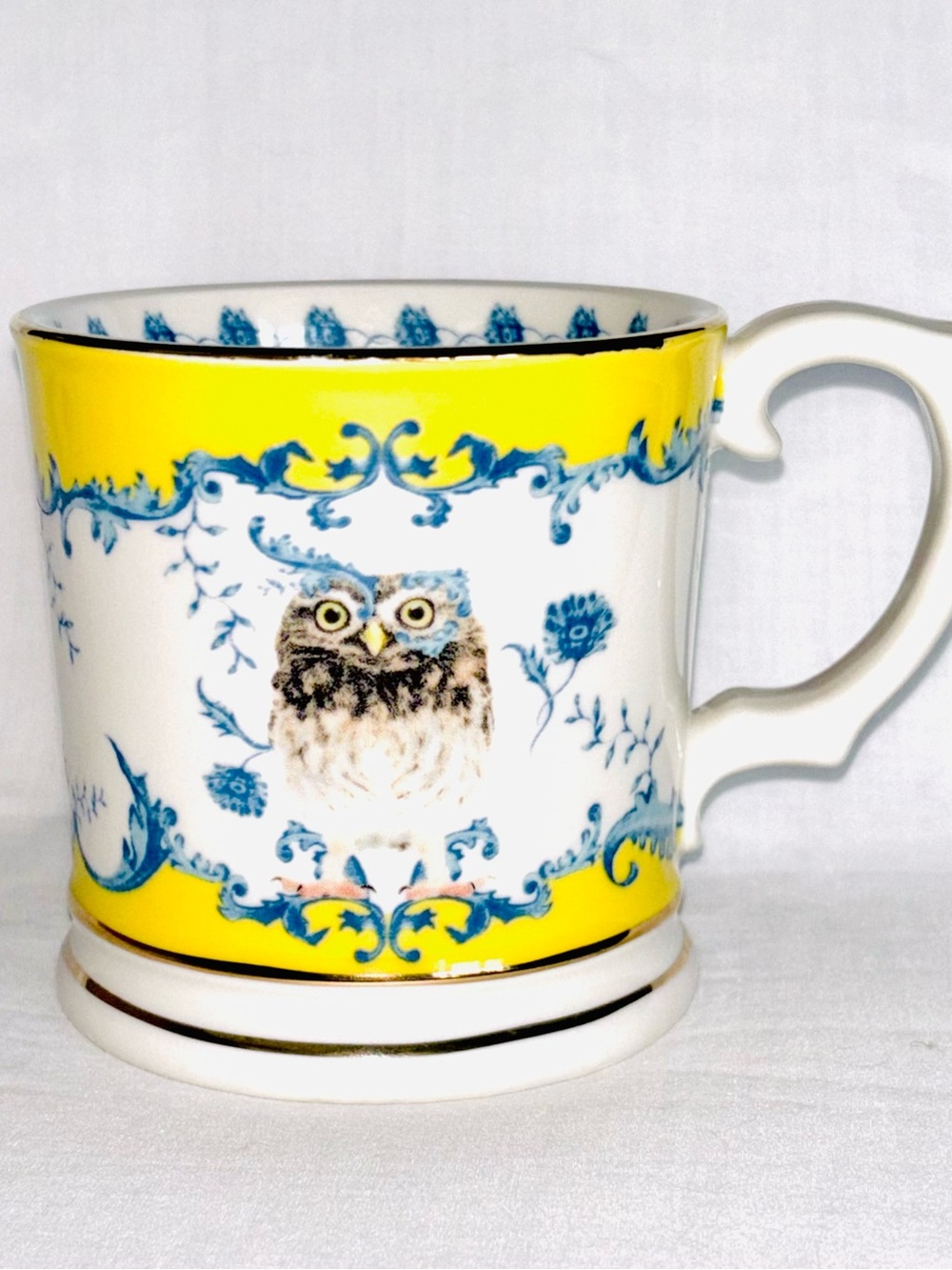 Anthropologie OWL Mug Nature Table by Lou Rota Large & Heavy Pottery Coffee Cup